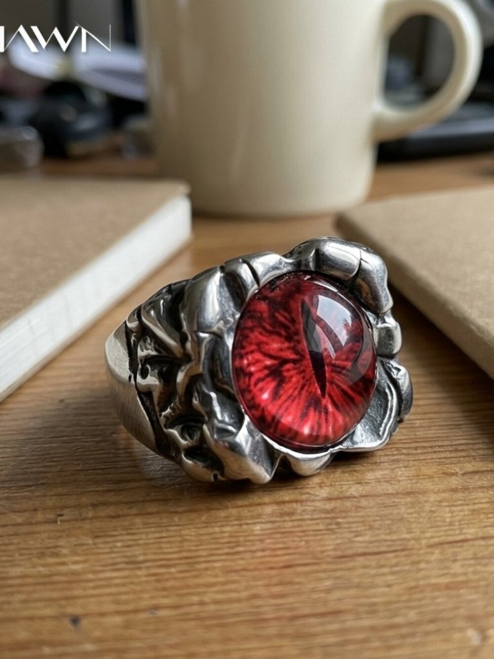 Mens Red Dragon Eye Gothic Ring